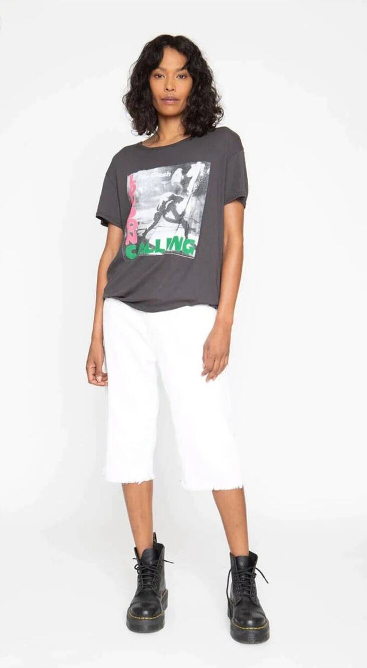 Free People x Sandrine Rose White Frayed Hem Denim Bermuda Short - 29